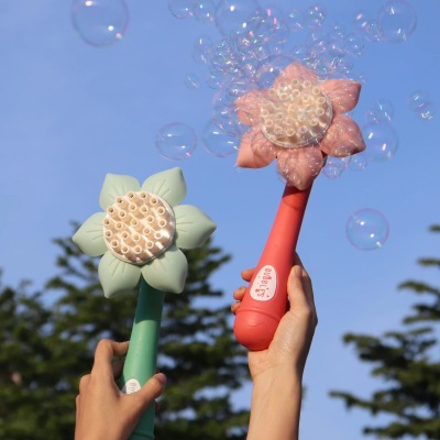 Tiktok Children Sunflower 23-Hole Net Red Gatling Bubble Gun Shower Head Bubble Machine Bubble Stick Wholesale Toys