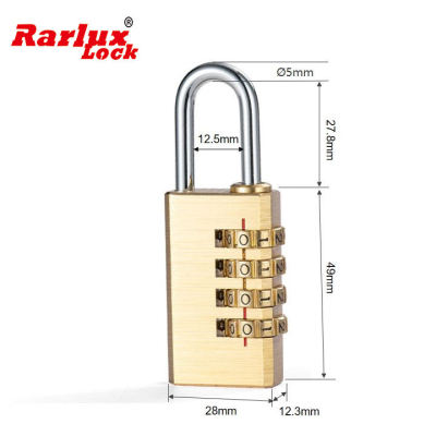 Rarlux 4 Digits password  Luggage Bag Copper tsa Padlock Cod