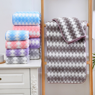 Coral Velvet Three-Color Plaid Towels Gift Covers