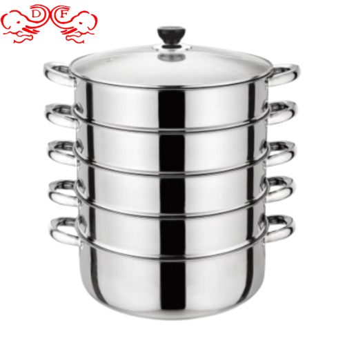 df99220 five-layer steamer glass cover thick steamer stainless steel non-magnetic five-layer steamer kitchen hotel supplies