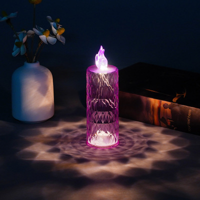 Wholesale LED Electronic Candle Light Birthday Wedding Candle Site Layout Rose Pattern Refraction Props Dream