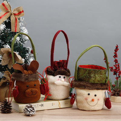 Christmas Decoration Apple Bag Foreign Trade Christmas Candy Gift Bag Snowman Elk Drawstring Bundle Handbag Wholesale