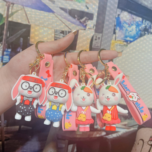 come on rabbit doll pendant couple ornaments keychain silicone doll doll wholesale small key ring accessories pendant