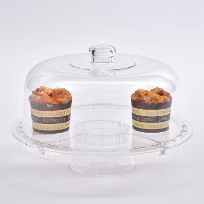 Creative with Cover Fruit Plate Bread Dried Fruit Snacks Pastry Cake Tray Transparent Dessert Shop Display Goblet Tray