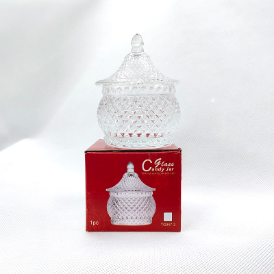 French Embossed Vintage Crystal Food Glass Bottle Candy Box Jewelry Storage Box Storage Jar Decoration Sugar Bowl