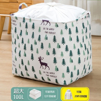 Household Supplies Cotton and Linen Quilt Buggy Bag Drawstring Xi Quilt Clothes Storage Bag Large Capacity Moisture-Proof Storage Bag