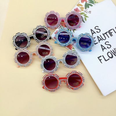 Fashion Sunglasses New Rhinestone Boys' and Girls' Sunglasses Cute Shape Europe and America Cross Border Specially for Glasses Trend