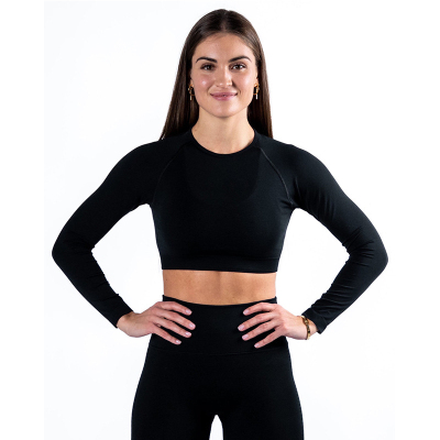 Autumn and Winter Seamless Long-Sleeved Sports Yoga Jacket Breathable Quick-Drying Crew Neck T-shirt Running Fitness Pullover Training Wear