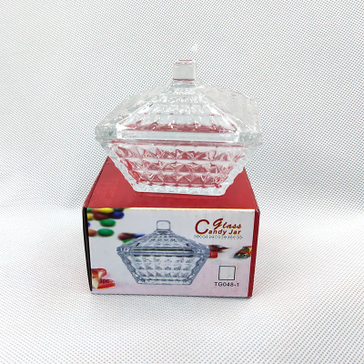 Nordic Glass Candy Box Crystal with Lid Storage Tank Creative Transparent Storage Tea Cube Sugar Can Wholesale