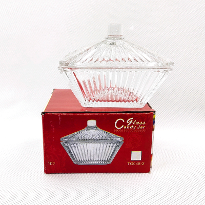 European Crystal Transparent Glass Degaussing Bowl Container Dish Creative Jewelry Box with Lid Candy Box Decoration Glass Bottle
