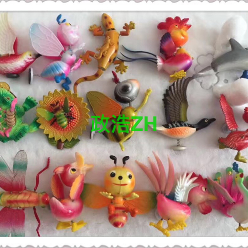 Refridgerator Magnets Spring Movable Animal Bee Bird Rooster Peacock Grasshopper Ant Flamingo Frog with Magnet