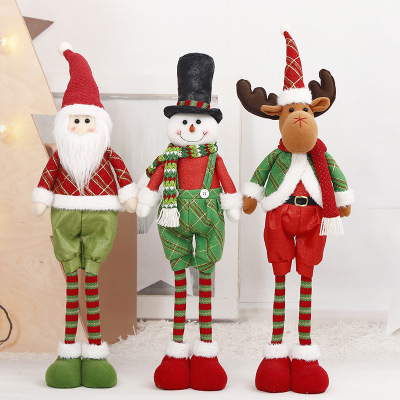 Cross-Border New Handmade Standing Elk Snowman Doll Santa Claus Indoor Home Display Window Christmas Decorations