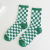 Fresh Striped Plaid Cotton Mid-Calf Length Socks Women's High Rubber Cotton Socks New Spring and Autumn Women's Socks Japanese Style
