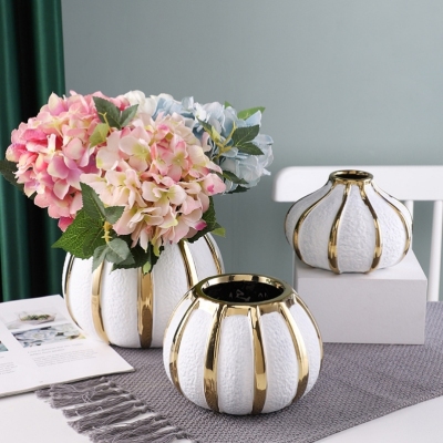 Ceramic Platinum Vase Modern Minimalist Furnishings Decorative Flower Pot Phalaenopsis Pot Nordic Gold Flower 