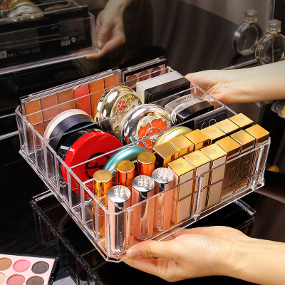 Cosmetics Storage Box Transparent Eye Shadow Plate Lipstick Powder Blush Multi-Grid Skincare Shelves in Stock Wholesale