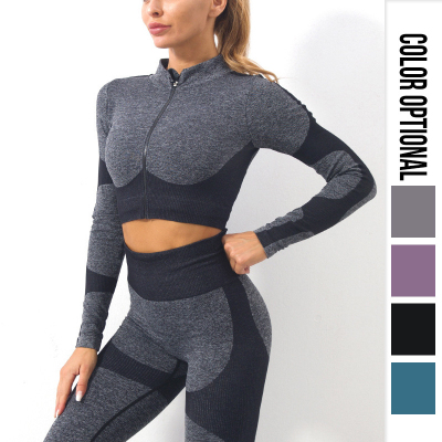 European and American New Fall/Winter Yoga Wear Sports Jacket Running Stretch Tight Long-Sleeve Zipper Yoga Workout Clothes Top