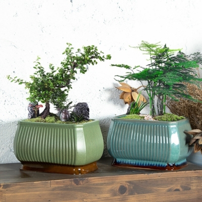 Bonsai basin desktop green plant combination flowerpot decoration creative succulent ceramic flower pot wholesale