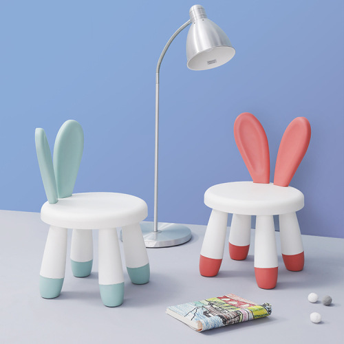 Nordic Children‘s Stool Backrest Eating Rabbit Stool Chair Plastic Thickened Kindergarten Class Low Stool Wholesale