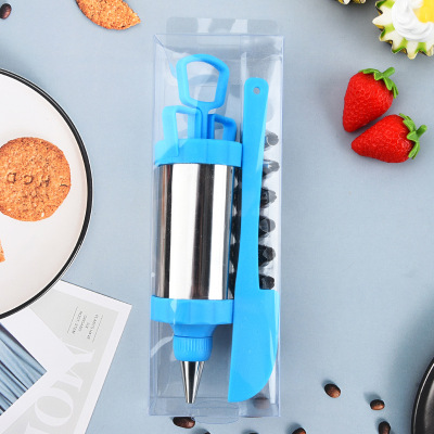Three-Color Optional Stainless Steel Cream Flower-Making Gun Set with Scraper Decorating Nozzle Decoration Cake Baking