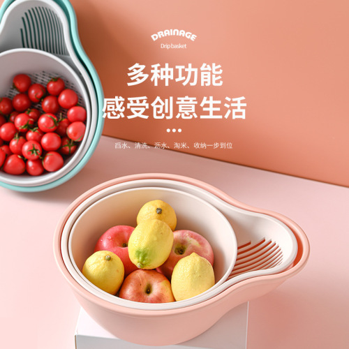 three-layer household kitchen sink drain basket vegetable basket washing vegetable basket tea table living room fruit plate fabulous fruit washing tool