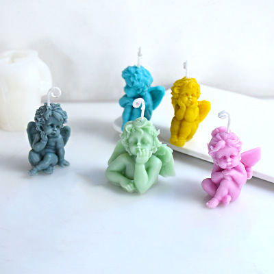 Diy5 Little Angel Candle Silicone Mold Cute Angel Shape Handmade Soap Aromatherapy Gypsum Candle Ornaments