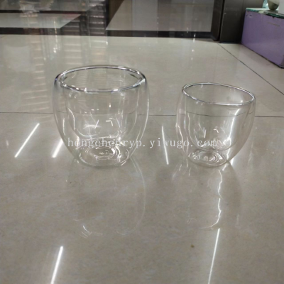 [Factory Direct Sales] Borosilicate Double Layer Glass Cup Double-Layer Glass Tea Cup Tea Set Glass