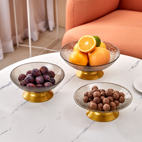 light luxury fruit plate exquisite high-end tray snack plate household living room coffee table high-end glass fruit plate decoration