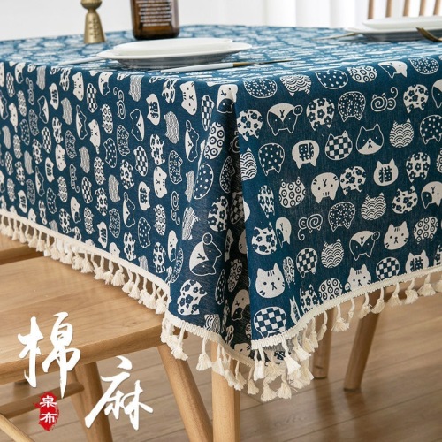 tablecloth cotton linen fabric ins japanese style students desk pad square rectangle dining table cushion tassel coffee table dustproof wholesale