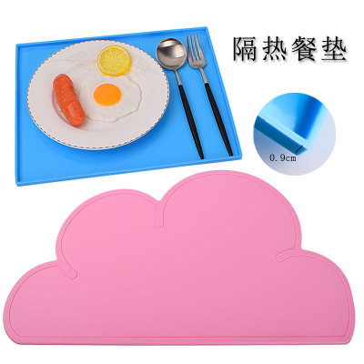 Large Cloud Silicone Heat Insulation Tableware Mat Non-Slip Waterproof Table Mat Square Leak-Proof Children's Table Mat High Temperature Resistant