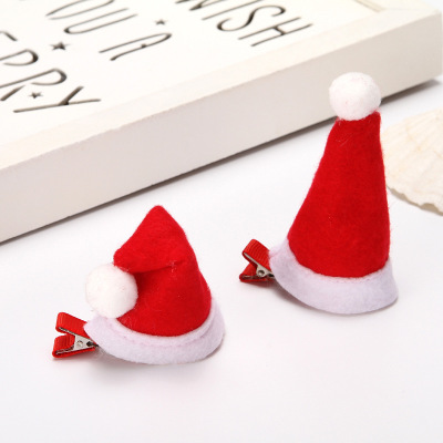 Christmas Holiday Cute Hat Barrettes Headwear Gift Creative Little Red Riding Hood Small Curved Hat Christmas Barrettes