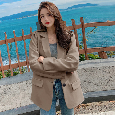 Suit Jacket for Women New Spring and Autumn Thin British Style Design Khaki Suit Small Casual Women
