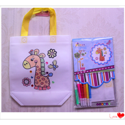 Graffiti Canvas Bag Children's Handmade Painting Coloring Cartoon Handmade Coloring Drawing Canvas Bag