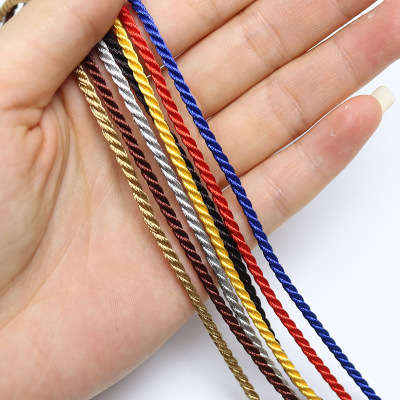 High Density 2mm Polyester Three Stranded Rope Tassel Drawstring Bag Bracelet 3mm Color Rope 1-5mm More Sizes Rope