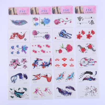 Colorful and Fresh Tattoo Sticker Flower Feather Fox Simulation Waterproof Arm Concealer Scar Tattoo Sticker Paper