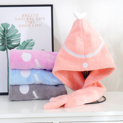 Coral Velvet Whale Hair-Drying Cap Cartoon Absorbent Soft Shower Cap Home Daily Wipe Hair Towel Logo