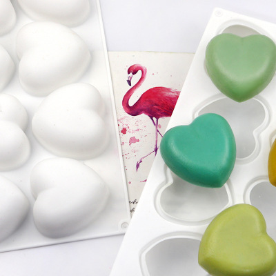 8-Piece Heart-Shaped Edible Silicon Cold Process Soap Mold Chocolate Baking Mold Mousse Cake Mold