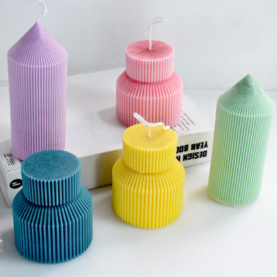 Special-Shaped Vertical Striped Candle Silicone Mold DIY Geometric Pointed Striped Cylindrical Resin Decorations Cake Baking
