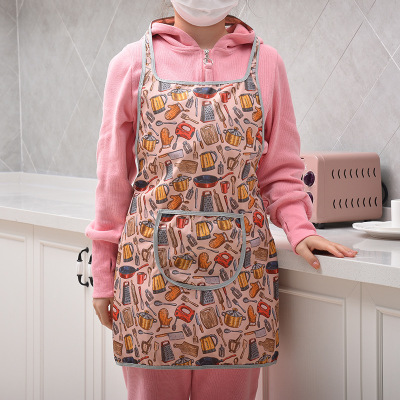 Factory Direct Supply Apron Kitchen Household Polyester Waterproof Oil-Proof Cartoon Cute Apron Manicure Hot Pot Shop Overalls