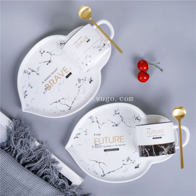 European Light Luxury Creative Coffee Cup Ceramic Cup Marbeke Household Tea Cup Drinking Cup Cup and Saucer Gift Box