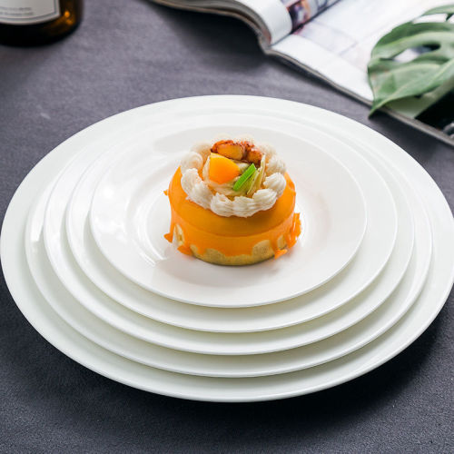 pure white hotel supplies ceramic 9-inch superior plate dish restaurant plate steak plate stall