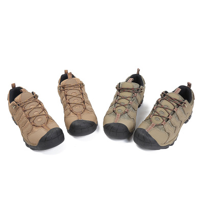 New Leather Breathable and Wearable Low-Top Hiking Shoes Men's Mountain Camping Shoes Outdoor Travel Shoes in Stock Wholesale