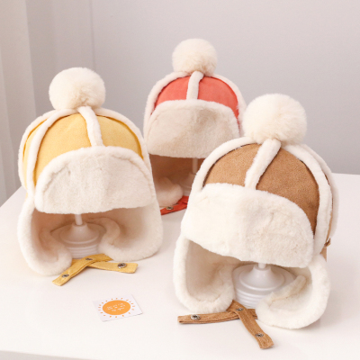 Baby Hat Autumn Winter Warm Thickened Girls Cute Super Cute Boys Plush Bonnet Ear Protection Children's Lei Feng Cap