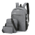 High Quality Grey Oxford USB Charging Student Backpack Set 3 In 1 School Bags Kids Backpacks