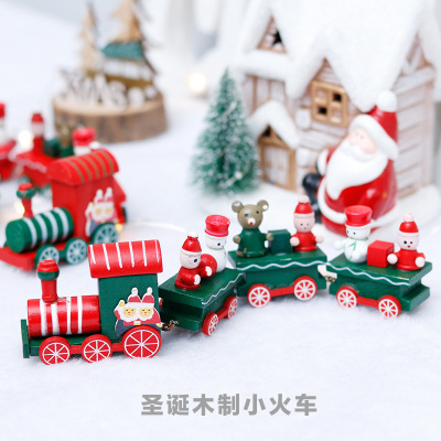 Christmas Decorations Wooden Train Toys Table Decorative Ornaments Children's Holiday Gifts Christmas Gifts