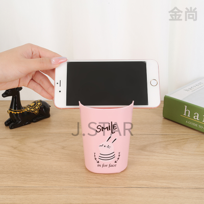 Spot Creative Desktop Multi-Function Mobile Phone Holder Large Capacity Storage round Make-up Pen Container Wholesale