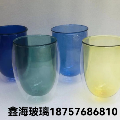Color Double-Layer Cup High Borosilicate Glasses Color Bear Cake Towel Borosilicate Glass Heat-Resistant Double-Layer Cup