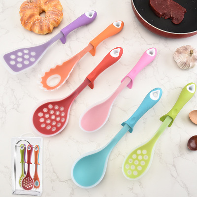 Hz415 Silicone Kitchenware Six-Piece Cooking Ladel Kitchen Utensils Silicone Kitchenware Set Heart-Shaped Handle Large Handle