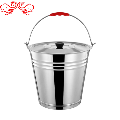 Df99163 Stainless Steel with Magnetic Flat Lid Bucket Stainless Steel Bucket with Drum Cover Large Water Barrel Kitchen Hotel Supplies