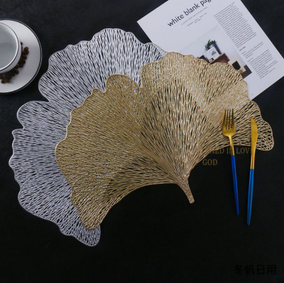 New Creative Nordic Style PVC Gilding Placemat Non-Slip Mat Table Mat Ginkgo Leaf Mat Leaf Placemat