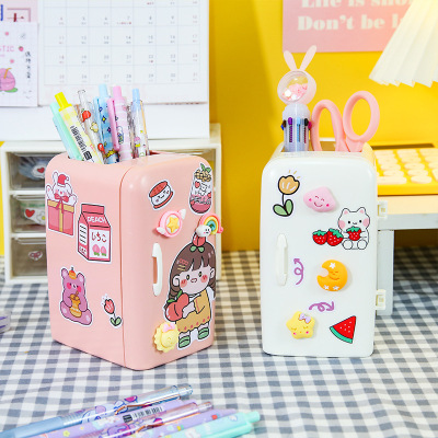 INS Style Cartoon Creative Refrigerator Pen Holder Cute Girl Heart Large Capacity Desktop Storage Container Multifunctional Storage Box